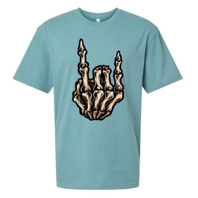 Rock On Skeleton Hand Rock Star Rock And Roll Music Vibes Gift Sueded Cloud Jersey T-Shirt