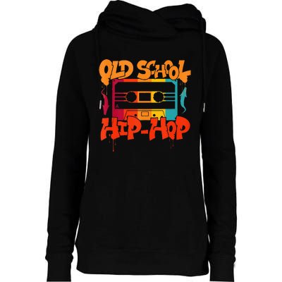 Retro Old School Hip Hop 80s 90s Graffiti Cassette Womens Funnel Neck Pullover Hood