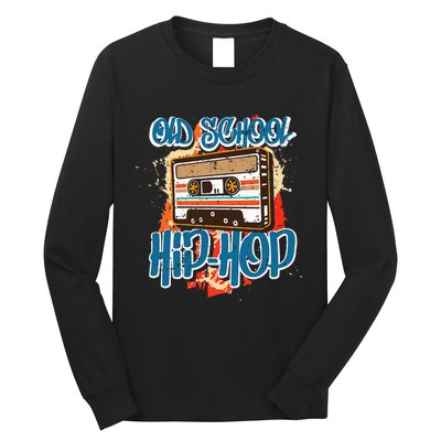 Retro Old School Hip Hop 80s 90s Graffiti Cassette Long Sleeve Shirt