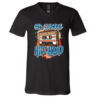 Retro Old School Hip Hop 80s 90s Graffiti Cassette V-Neck T-Shirt