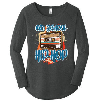 Retro Old School Hip Hop 80s 90s Graffiti Cassette Women's Perfect Tri Tunic Long Sleeve Shirt