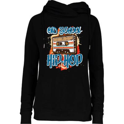 Retro Old School Hip Hop 80s 90s Graffiti Cassette Womens Funnel Neck Pullover Hood