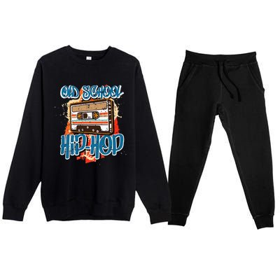 Retro Old School Hip Hop 80s 90s Graffiti Cassette Premium Crewneck Sweatsuit Set