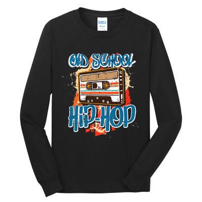 Retro Old School Hip Hop 80s 90s Graffiti Cassette Tall Long Sleeve T-Shirt