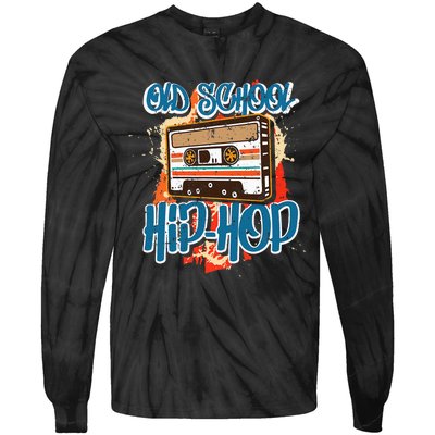 Retro Old School Hip Hop 80s 90s Graffiti Cassette Tie-Dye Long Sleeve Shirt