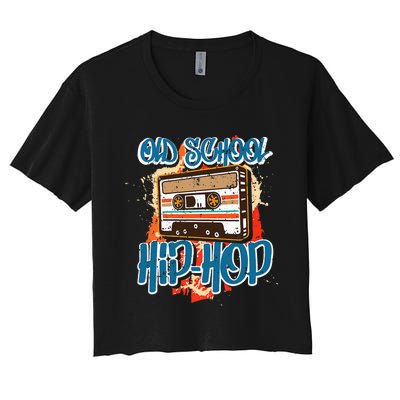 Retro Old School Hip Hop 80s 90s Graffiti Cassette Women's Crop Top Tee