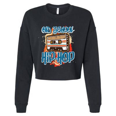 Retro Old School Hip Hop 80s 90s Graffiti Cassette Cropped Pullover Crew