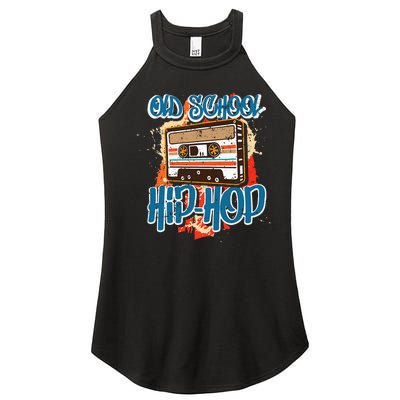 Retro Old School Hip Hop 80s 90s Graffiti Cassette Women's Perfect Tri Rocker Tank