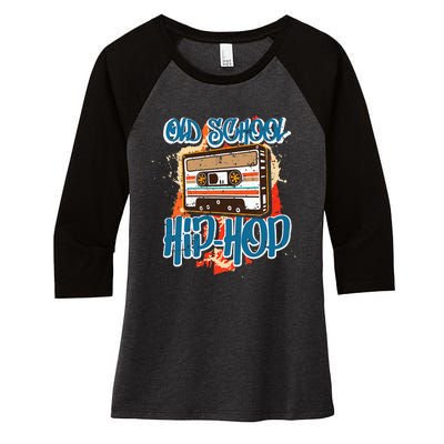 Retro Old School Hip Hop 80s 90s Graffiti Cassette Women's Tri-Blend 3/4-Sleeve Raglan Shirt