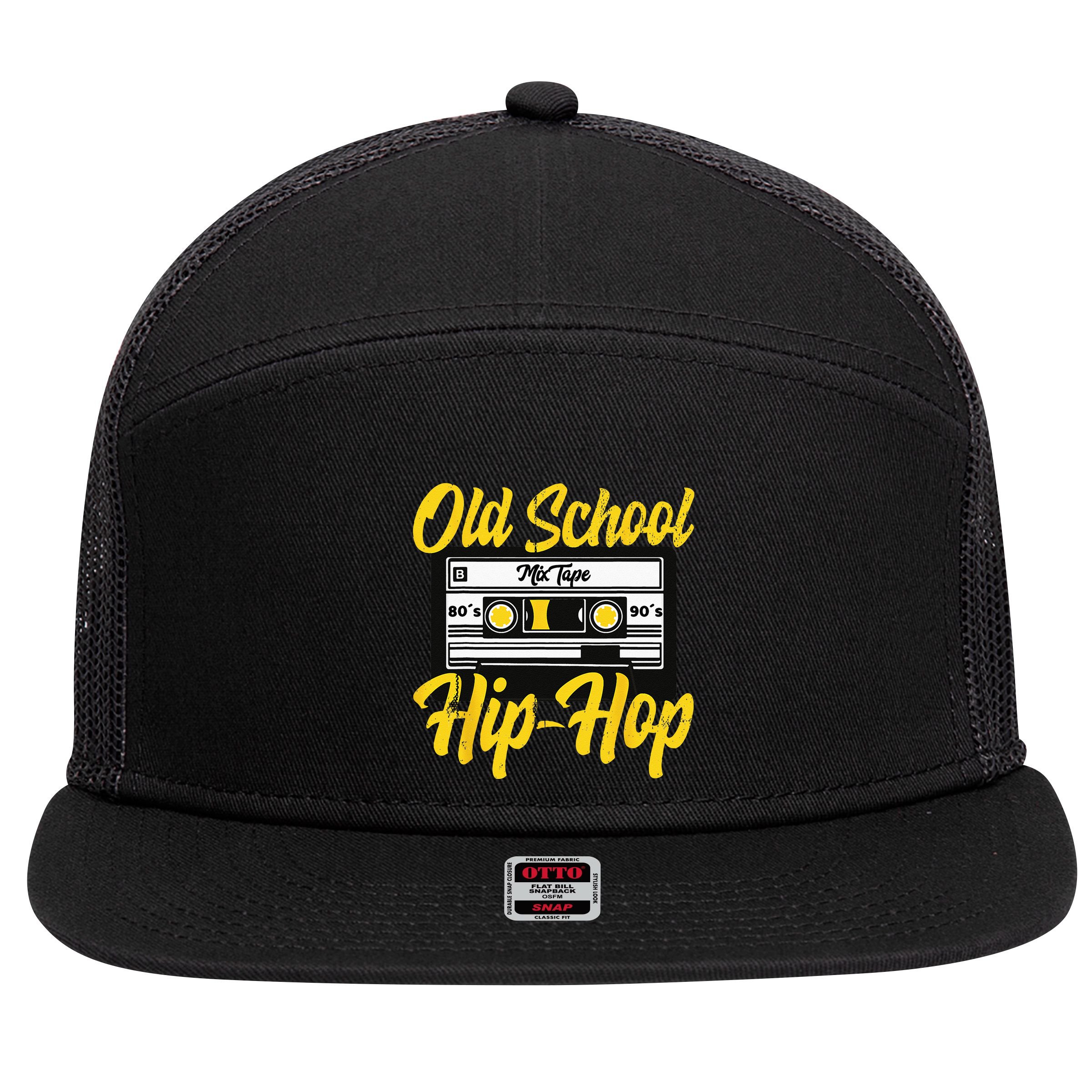 Retro Old School Hip Hop 80s 90s Mixtape Cassette Gift 7 Panel Mesh Trucker Snapback Hat