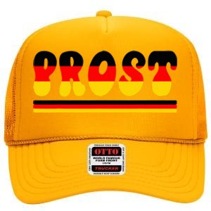 Retro Oktoberfest Squad German Flag Prost High Crown Mesh Back Trucker Hat