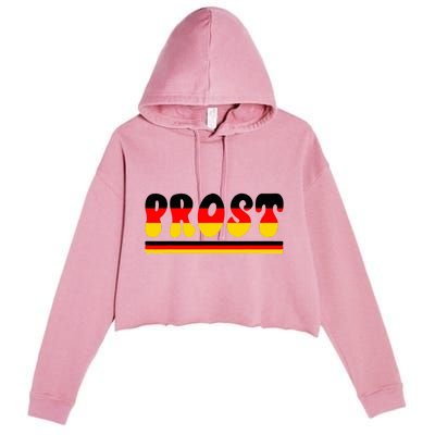 Retro Oktoberfest Squad German Flag Prost Crop Fleece Hoodie