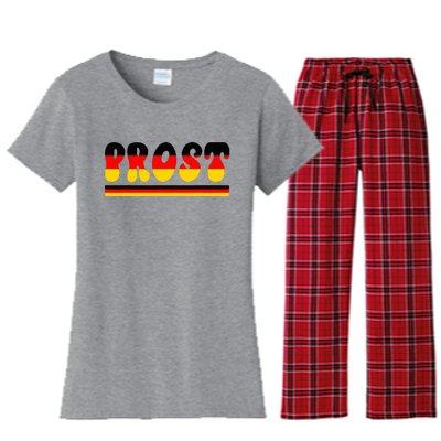 Retro Oktoberfest Squad German Flag Prost Women's Flannel Pajama Set