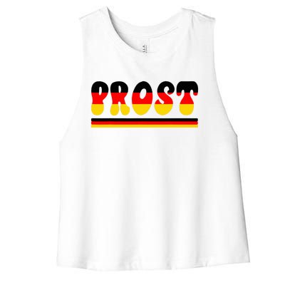 Retro Oktoberfest Squad German Flag Prost Women's Racerback Cropped Tank