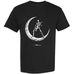 Rock On Skeleton Moon Rock And Roll Garment-Dyed Heavyweight T-Shirt