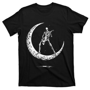 Rock On Skeleton Moon Rock And Roll T-Shirt