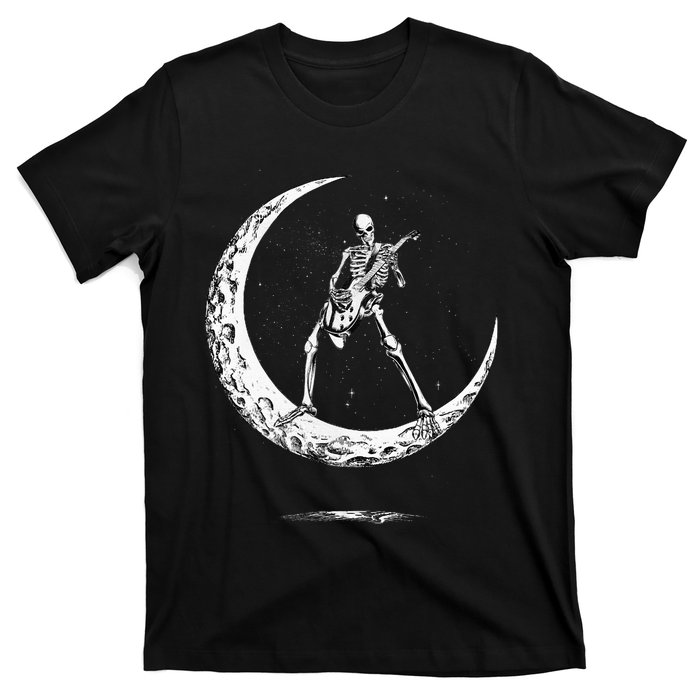 Rock On Skeleton Moon Rock And Roll T-Shirt