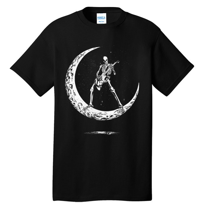 Rock On Skeleton Moon Rock And Roll Tall T-Shirt