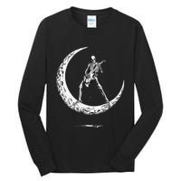 Rock On Skeleton Moon Rock And Roll Tall Long Sleeve T-Shirt