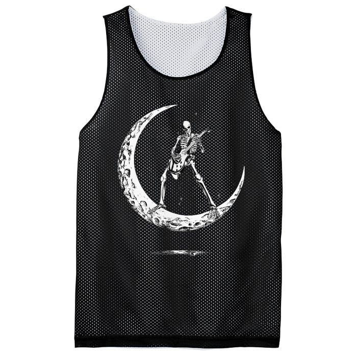 Rock On Skeleton Moon Rock And Roll Mesh Reversible Basketball Jersey Tank