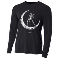 Rock On Skeleton Moon Rock And Roll Cooling Performance Long Sleeve Crew