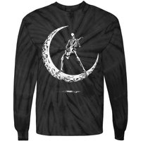 Rock On Skeleton Moon Rock And Roll Tie-Dye Long Sleeve Shirt