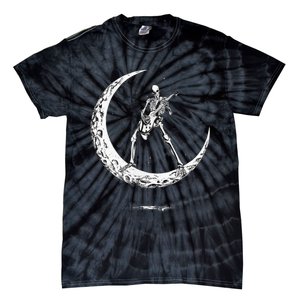 Rock On Skeleton Moon Rock And Roll Tie-Dye T-Shirt