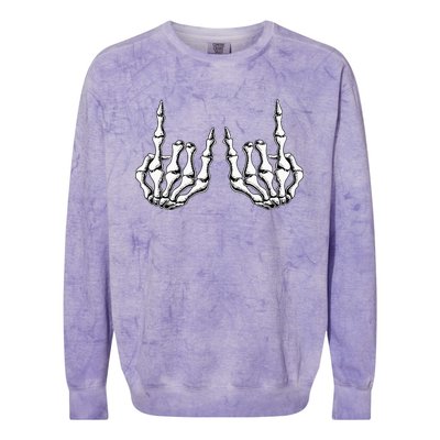 Rock On Skeleton Hand Rock And Roll Rock Band Colorblast Crewneck Sweatshirt