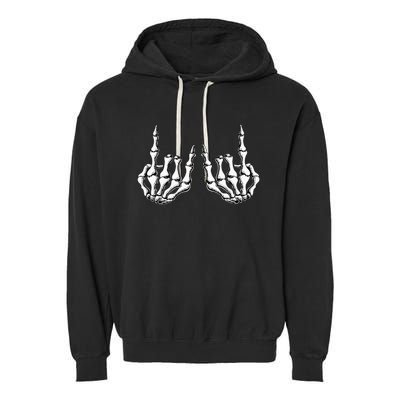 Rock On Skeleton Hand Rock And Roll Rock Band Garment-Dyed Fleece Hoodie