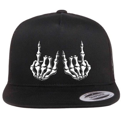 Rock On Skeleton Hand Rock And Roll Rock Band Flatbill Hat