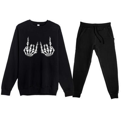 Rock On Skeleton Hand Rock And Roll Rock Band Premium Crewneck Sweatsuit Set