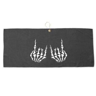 Rock On Skeleton Hand Rock And Roll Rock Band Large Microfiber Waffle Golf Towel