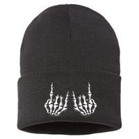 Rock On Skeleton Hand Rock And Roll Rock Band Sustainable Knit Beanie
