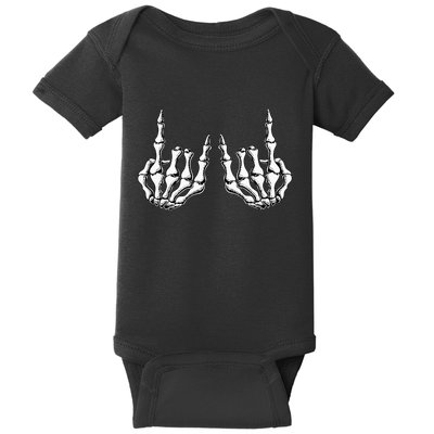 Rock On Skeleton Hand Rock And Roll Rock Band Baby Bodysuit