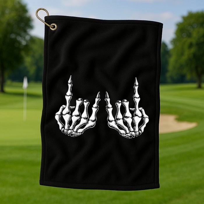 Rock On Skeleton Hand Rock And Roll Rock Band Golf Towel