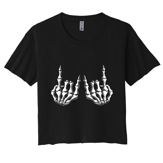 Rock On Skeleton Hand Rock And Roll Rock Band Crop Top