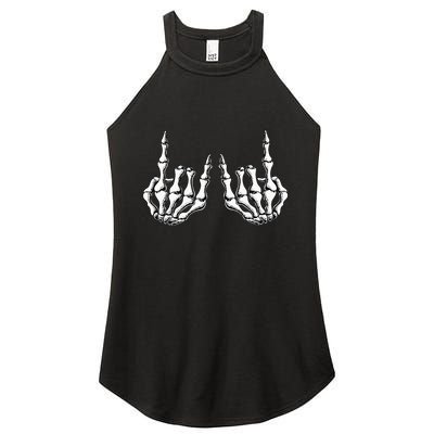 Rock On Skeleton Hand Rock And Roll Rock Band Women's Perfect Tri Rocker Tank
