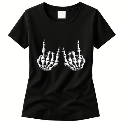 Rock On Skeleton Hand Rock And Roll Rock Band Womens T-Shirt