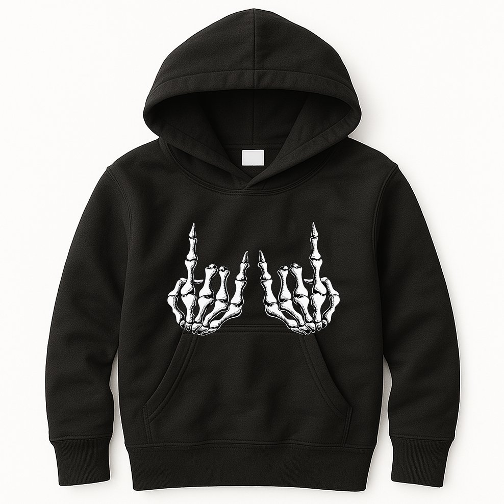 Rock On Skeleton Hand Rock And Roll Rock Band Kids Hoodie