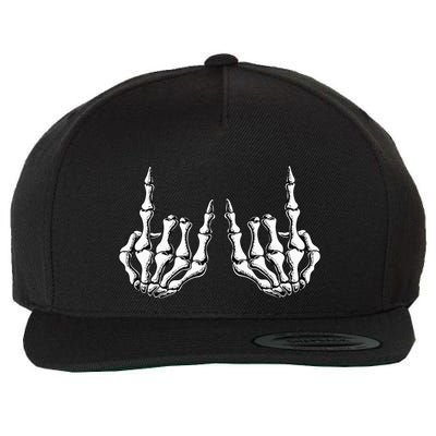 Rock On Skeleton Hand Rock And Roll Rock Band Wool Snapback Cap