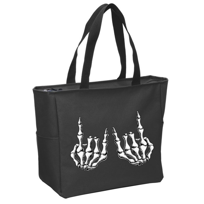 Rock On Skeleton Hand Rock And Roll Rock Band Zip Tote Bag