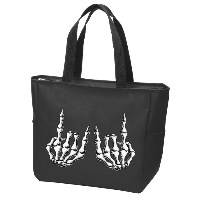Rock On Skeleton Hand Rock And Roll Rock Band Zip Tote Bag