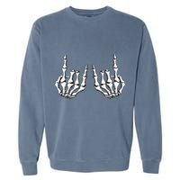 Rock On Skeleton Hand Rock And Roll Rock Band Garment-Dyed Sweatshirt
