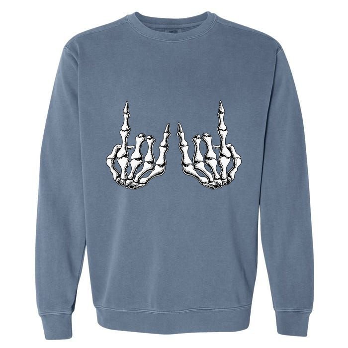 Rock On Skeleton Hand Rock And Roll Rock Band Garment-Dyed Sweatshirt
