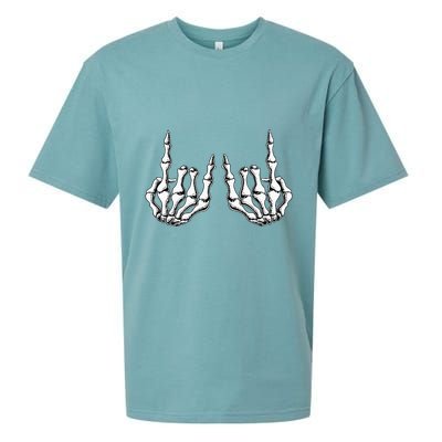 Rock On Skeleton Hand Rock And Roll Rock Band Sueded Cloud Jersey T-Shirt