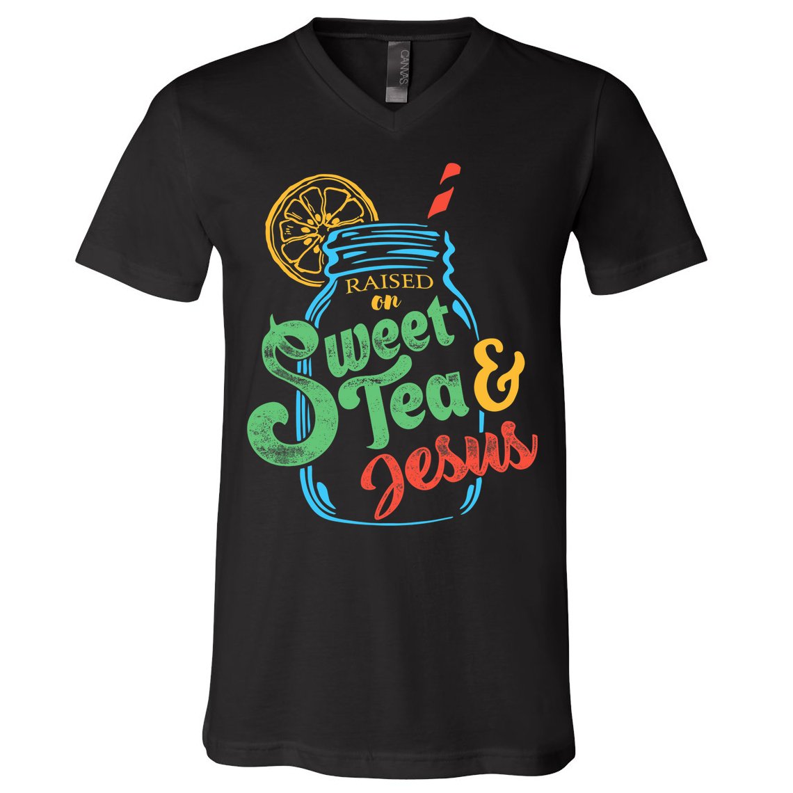 Raised On Sweet Tea & Jesus V-Neck T-Shirt