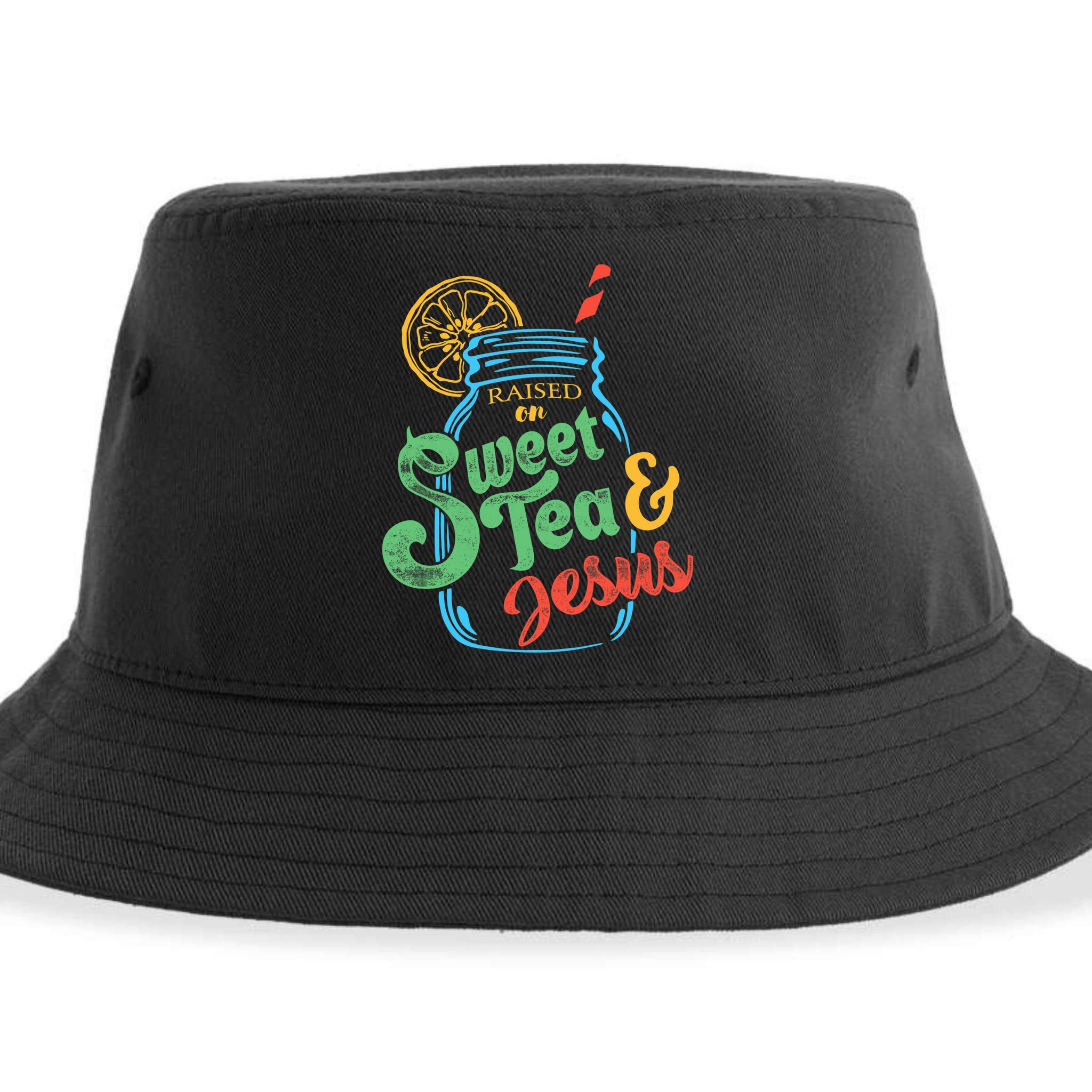 Raised On Sweet Tea & Jesus Sustainable Bucket Hat