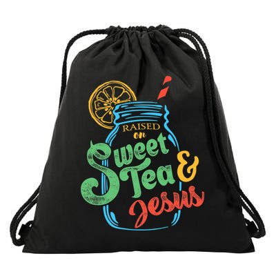 Raised On Sweet Tea & Jesus Drawstring Bag