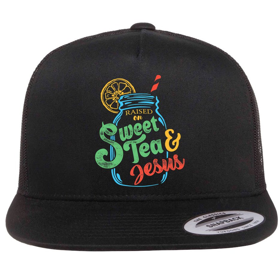 Raised On Sweet Tea & Jesus Flat Bill Trucker Hat