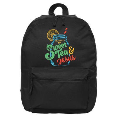 Raised On Sweet Tea & Jesus 16 in Basic Backpack